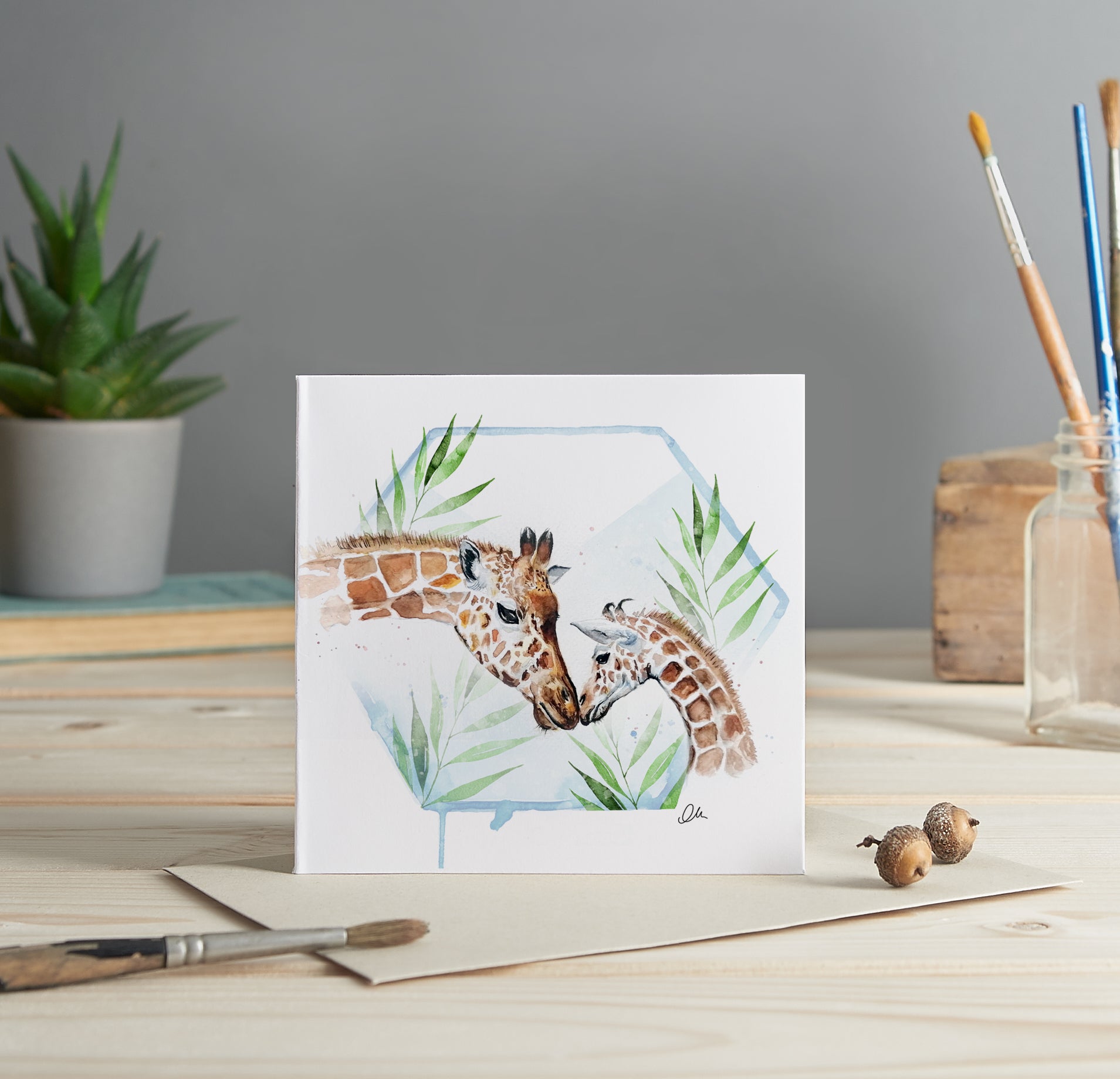 Giraffes greeting card
