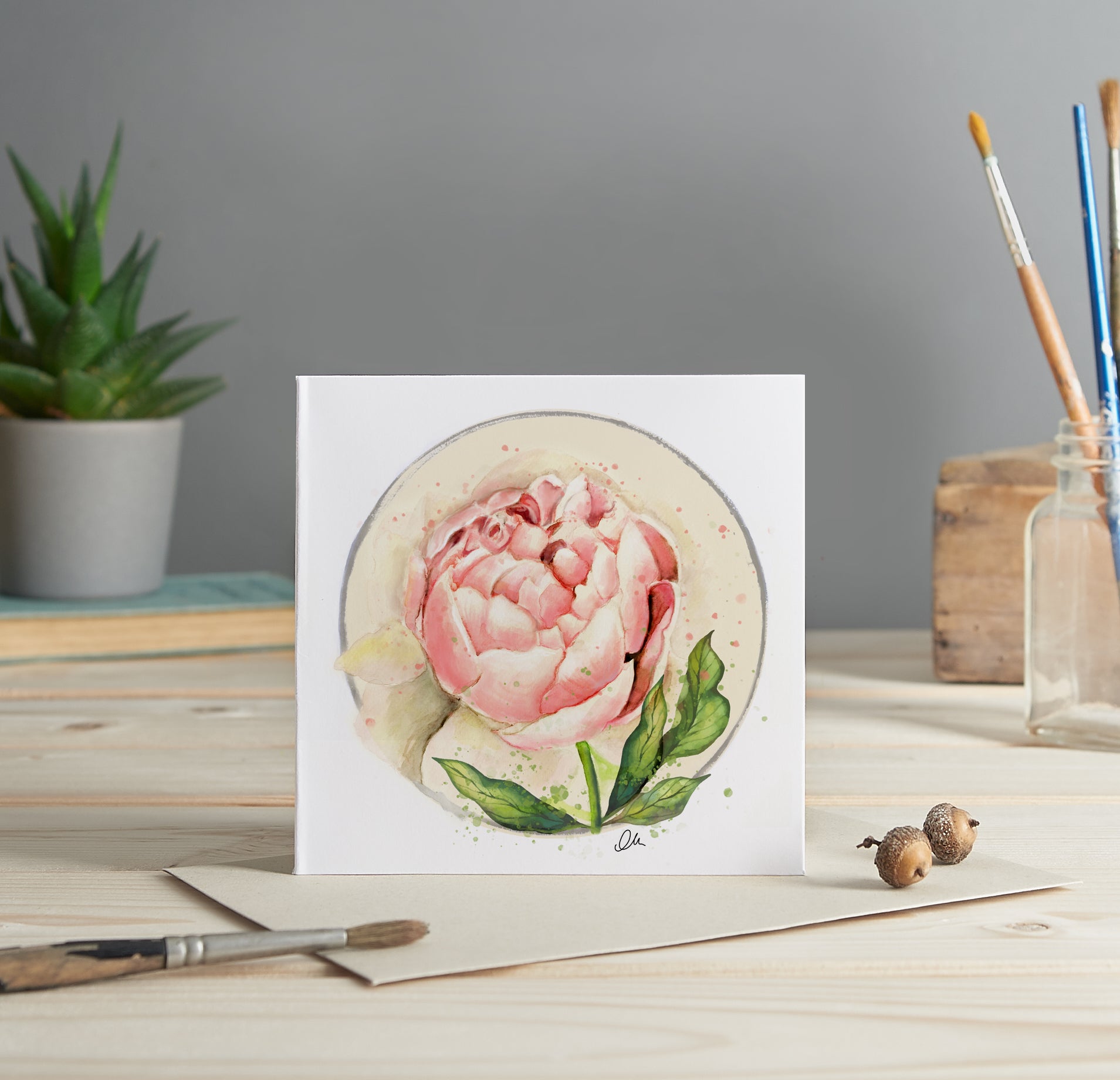 Peony greeting card