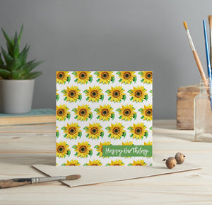 Sunflower pattern, Happy Birthday greeting card