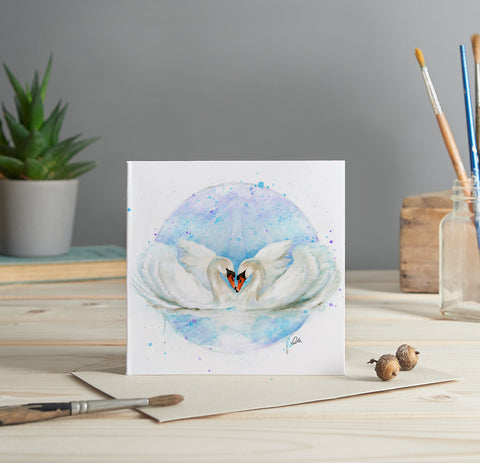 Swans illustrated greeting card